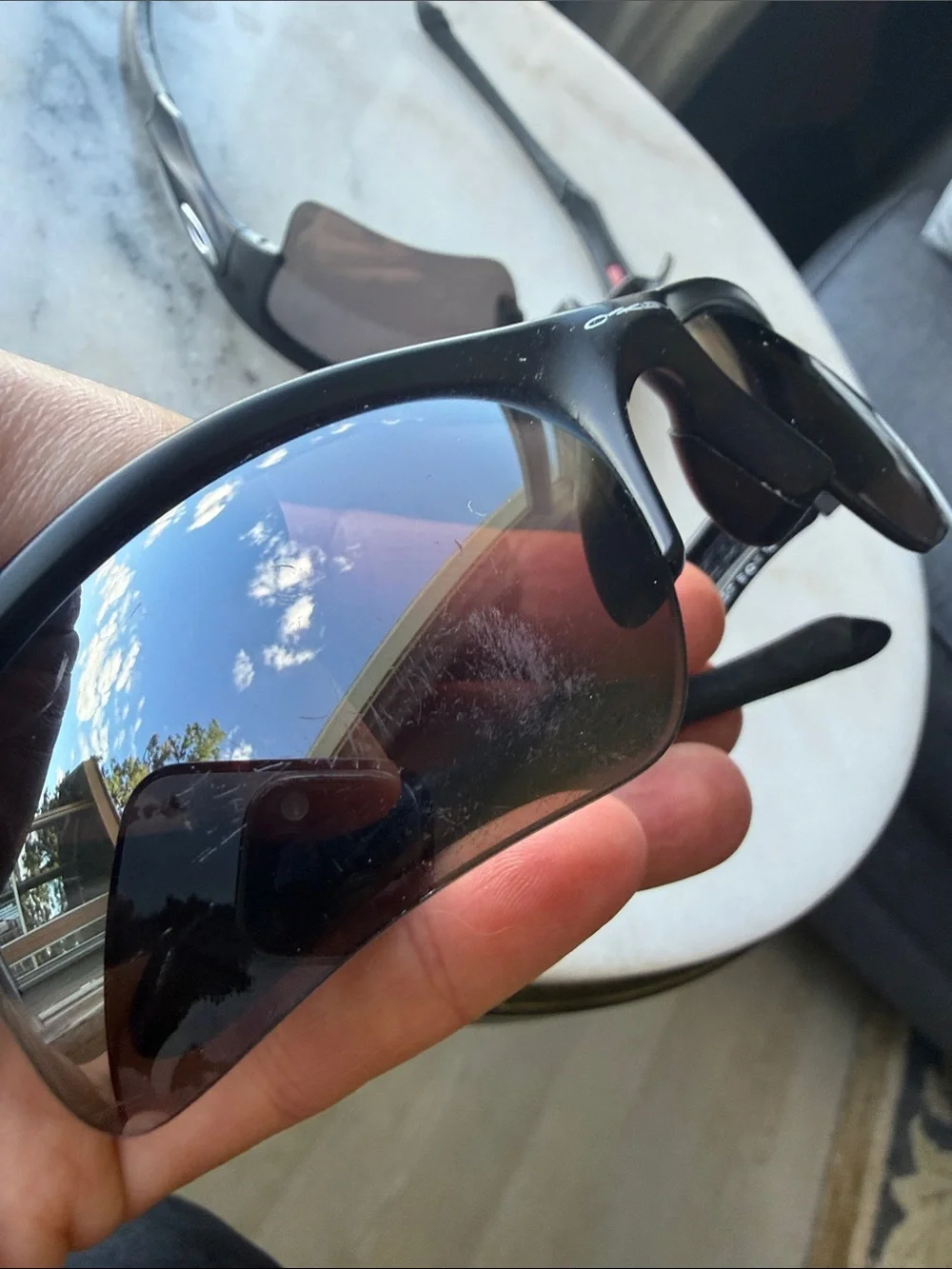 Oakley Sport Sunglasses (2) Black Half-Rim Frame Dark Lenses
